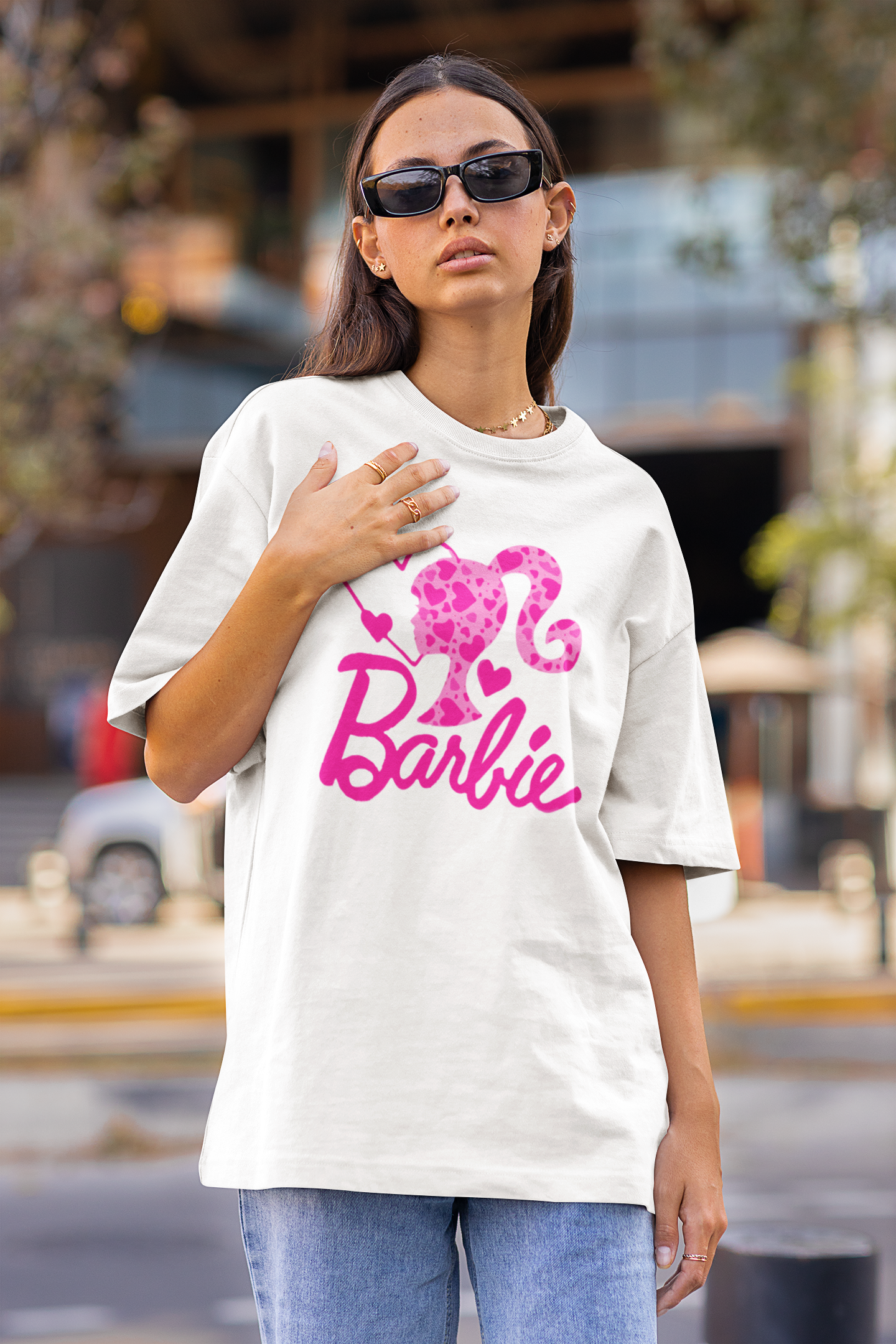 Дамска тениска Oversize Barbie - Бяла
