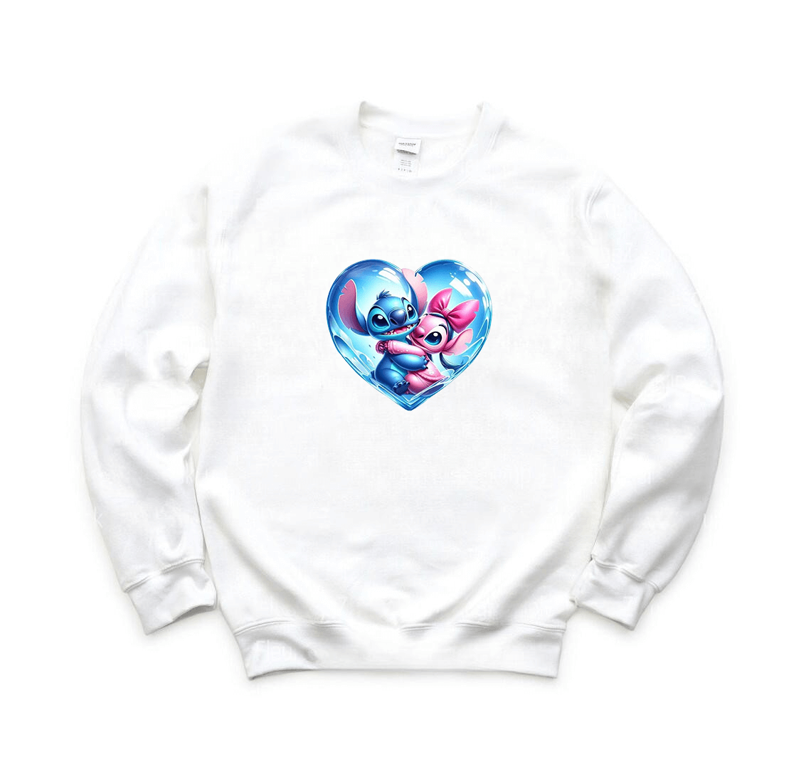 Дамска блуза Stitch Couple — бяло, 100% памук, свободна кройка | SatModa