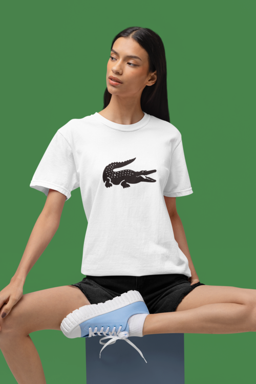 Дамска тениска Croco бяла — 100% памук, размери XS-XXL | SatModa