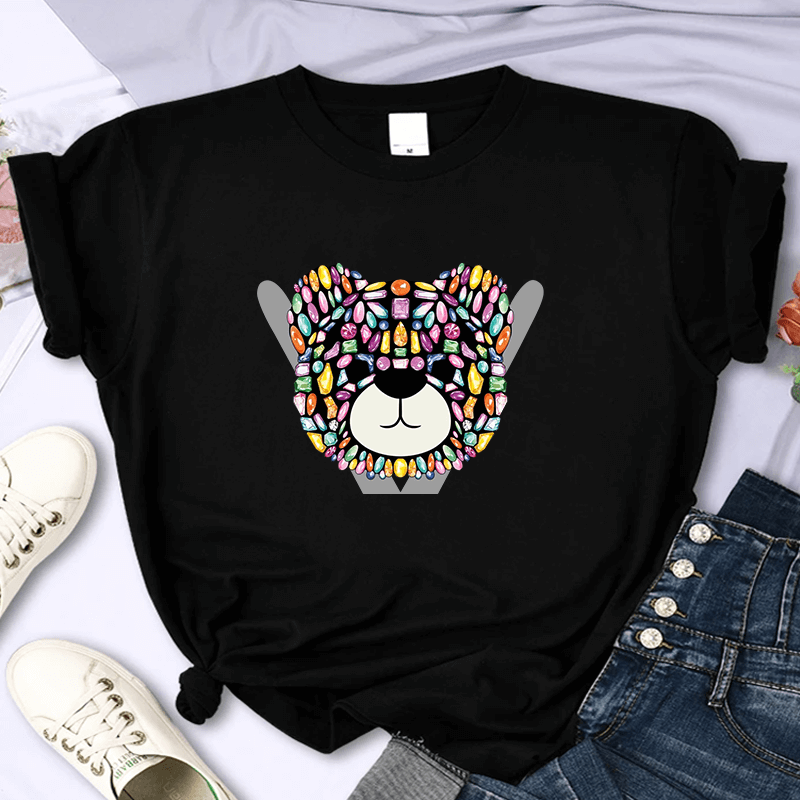 Дамска тениска Color Bear черна — свободна кройка | SatModa