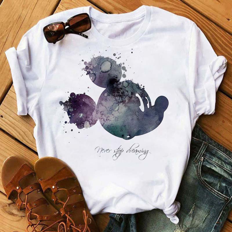 Дамска тениска Mickey's Dreaming бяла — свободна кройка | SatModa