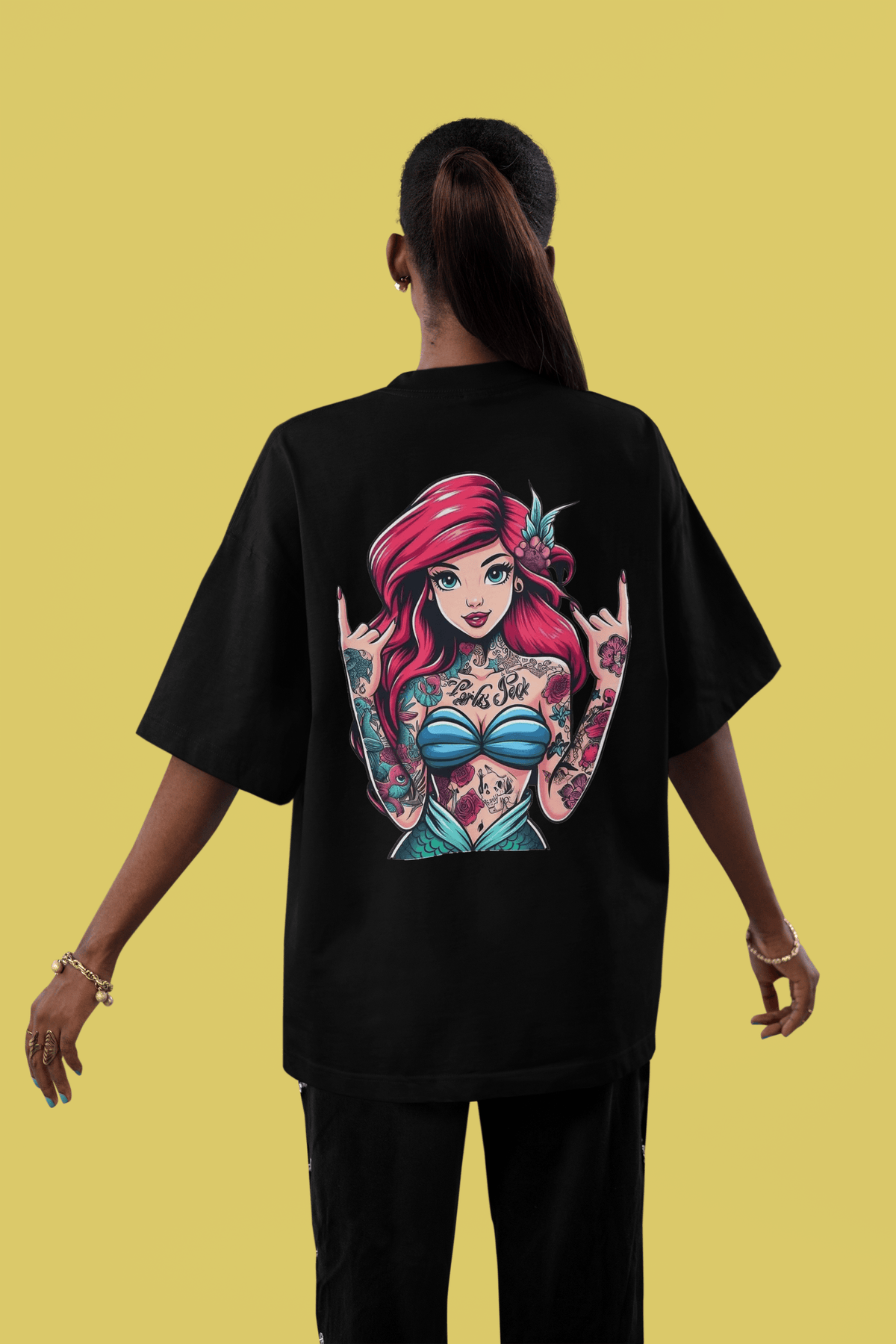 Дамска тениска Oversize Ariel Tottoo - Черна