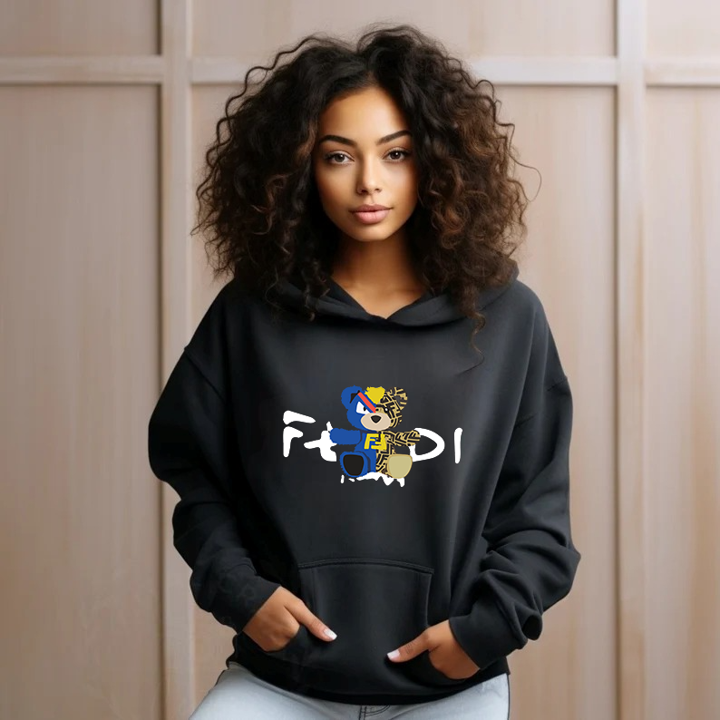 Дамски суичър Fedi черен — 100% памук, размери S-М-L | SatModa