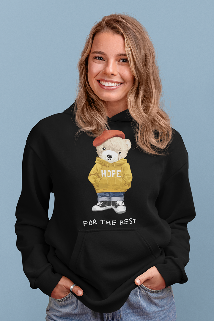 Дамски суичър For The Best черен — 100% памук, размери S–L | SatModa