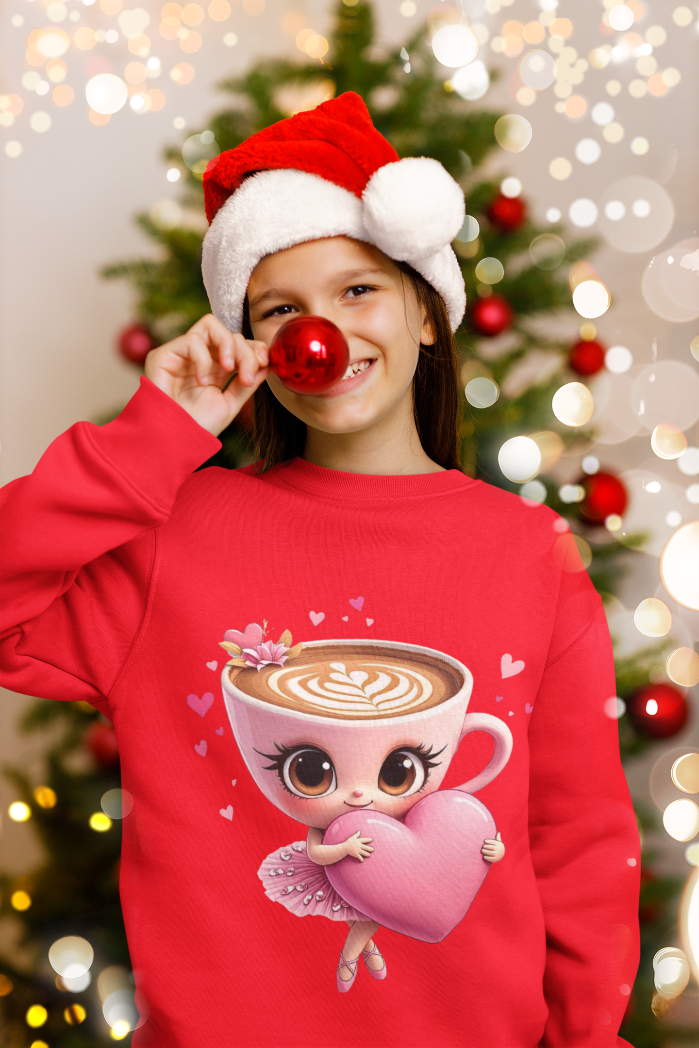 Ватирана детска блуза Cappuccina Heart — червено, 100% памук, размери 4-16г. | SatModa