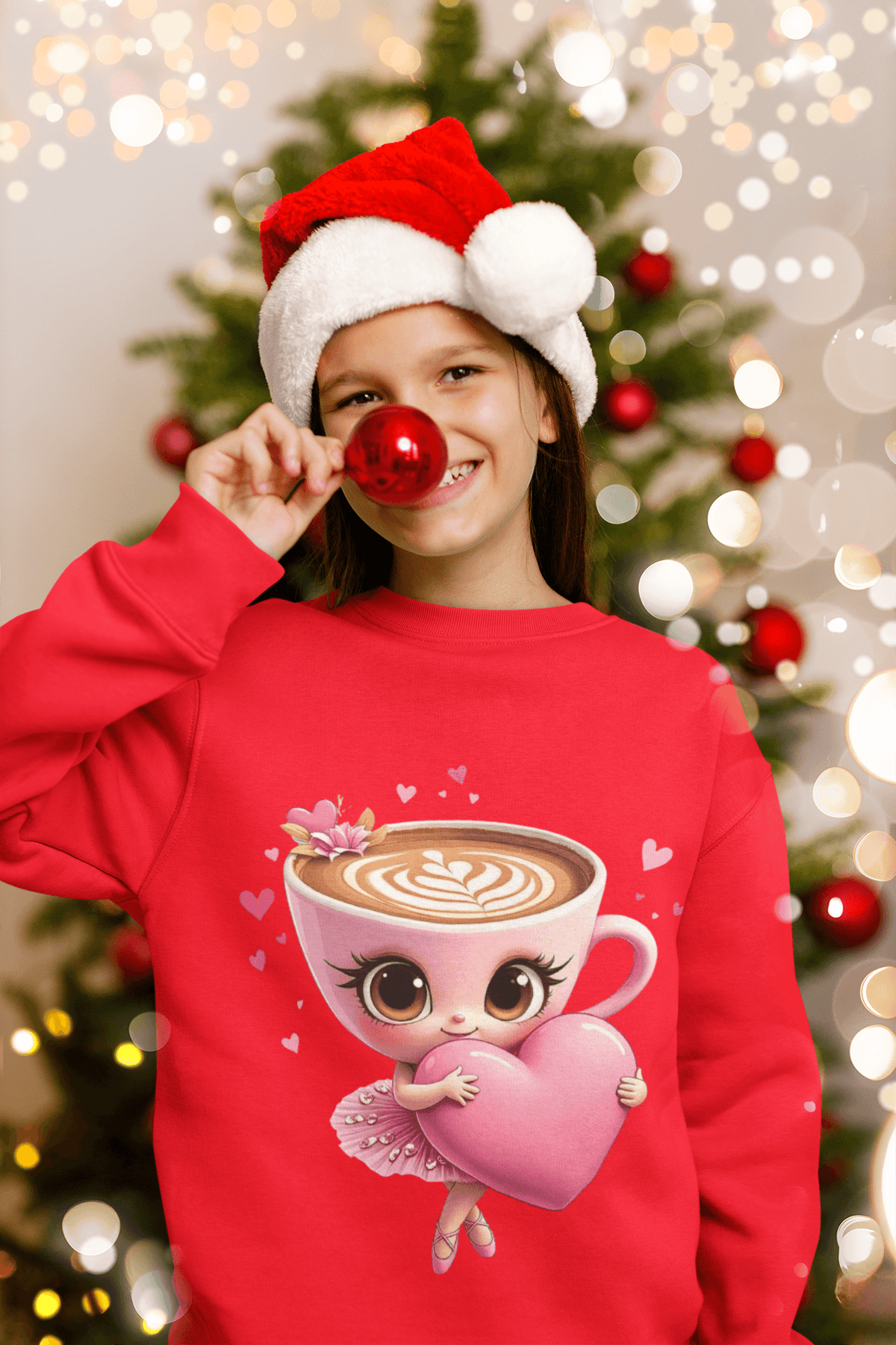 Ватирана детска блуза Cappuccina Heart — червено, 100% памук, размери 4-16г. | SatModa