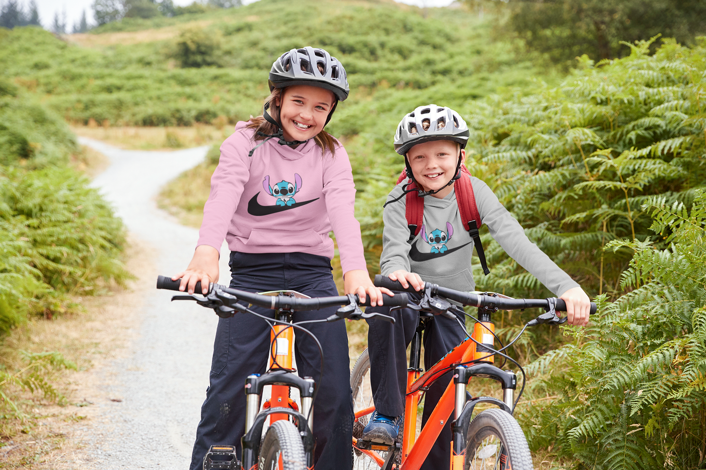 Детски суичър N Stitch розов и сив | SatModa