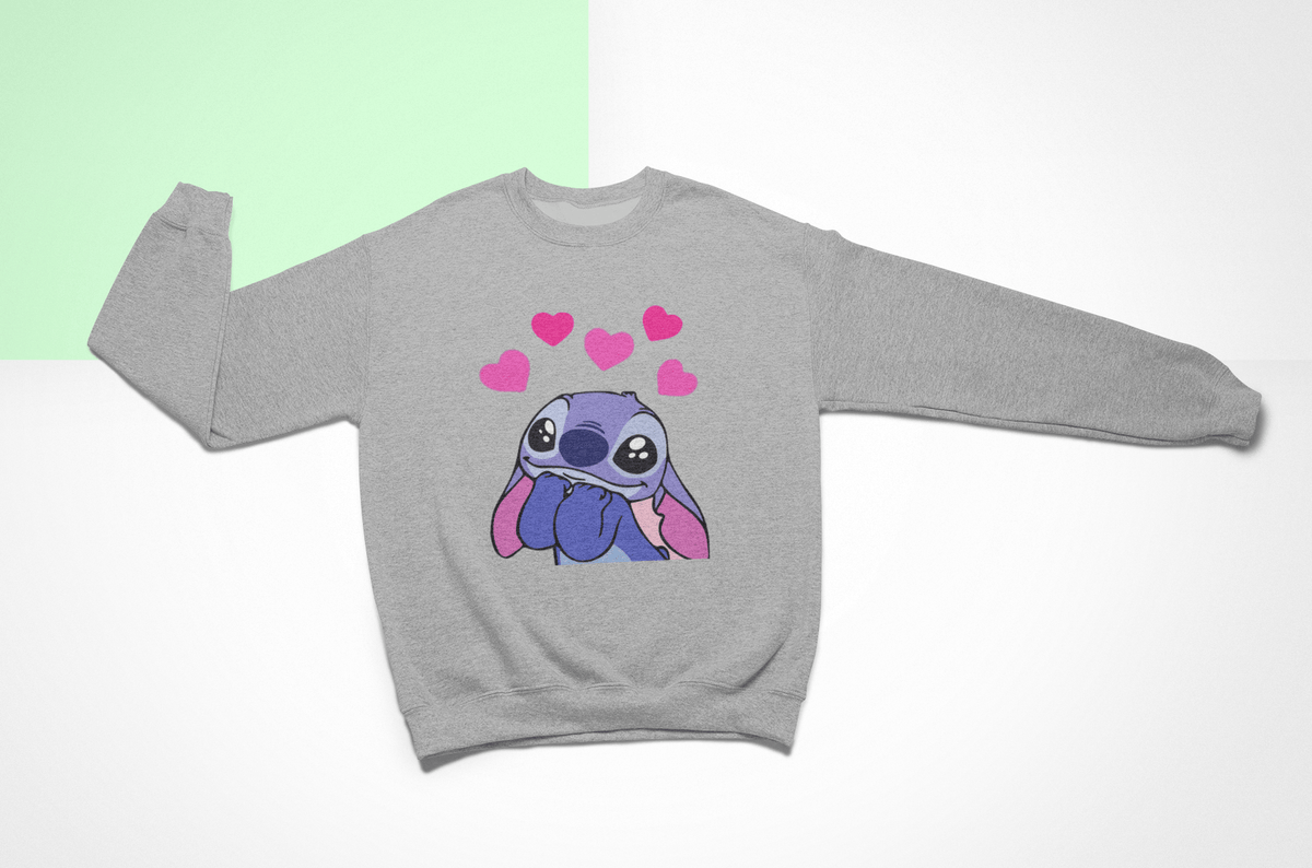 Ватирана детска блуза Stitch loves you сива— качулен капак | SatModa