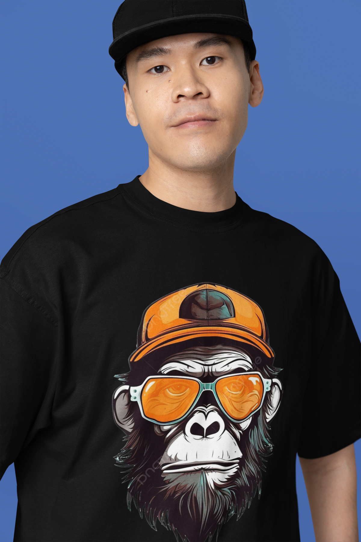 Мъжка тениска Oversize Cool Monkey — черно, 100% памук, oversize кройка | SatModa