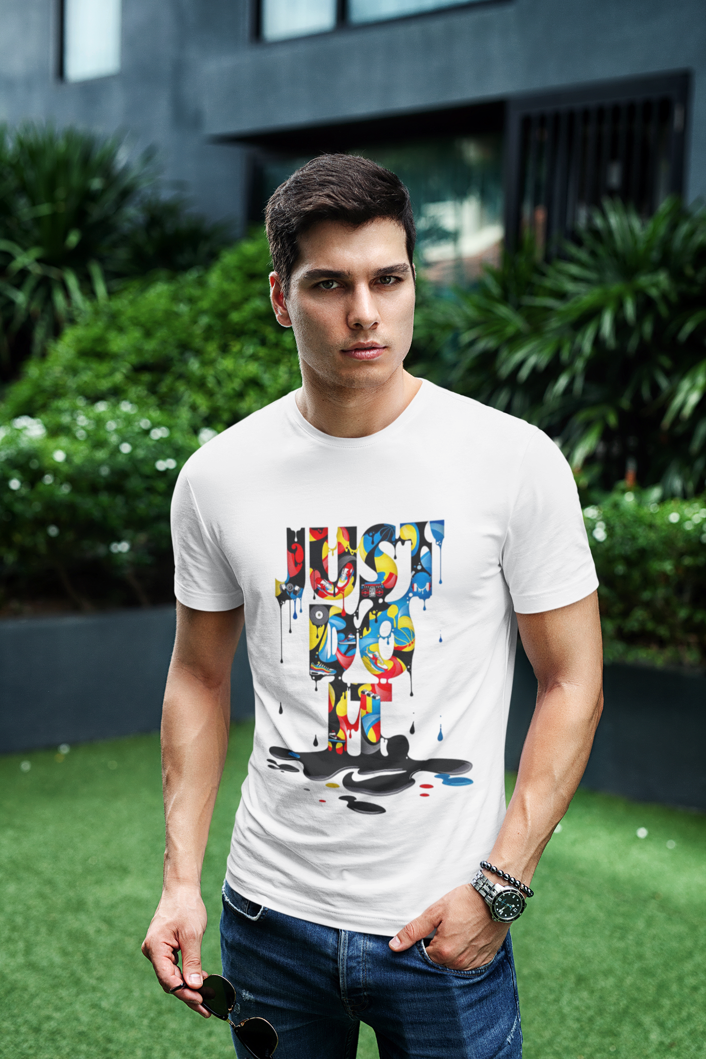 Мъжка тениска Do it — бяла, 100% памук, размери S-3XL | SatModa
