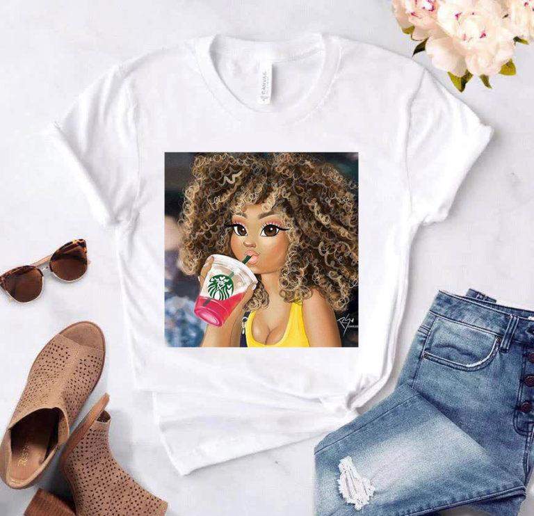 Дамска тениска Curly girl бяла — свободна кройка | SatModa