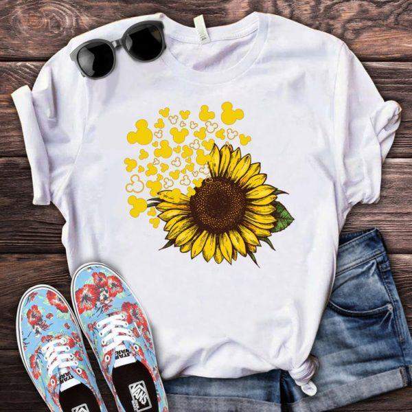 Дамска тениска Mickey sunflower бяла — свободна кройка | SatModa