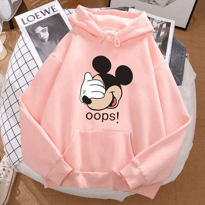 Дамски суичър Mickey Oops — розово, 100% памук, качулка | SatModa