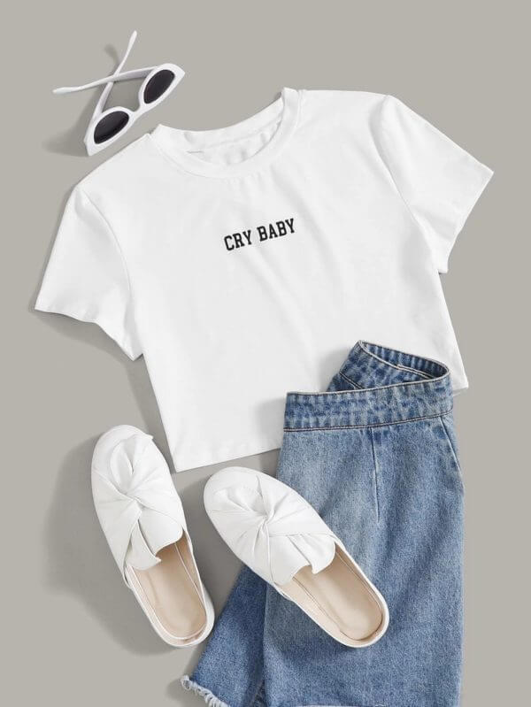 Кроп Топ Cry Baby - SatModa... https://satmoda.com/products/кроп-топ-cry-baby Кроп Топ тениска с обло деколте и свободна кройка. Материята на тениските е изключително мека и осигурява максимален комфорт през летните дни. 100% памук.