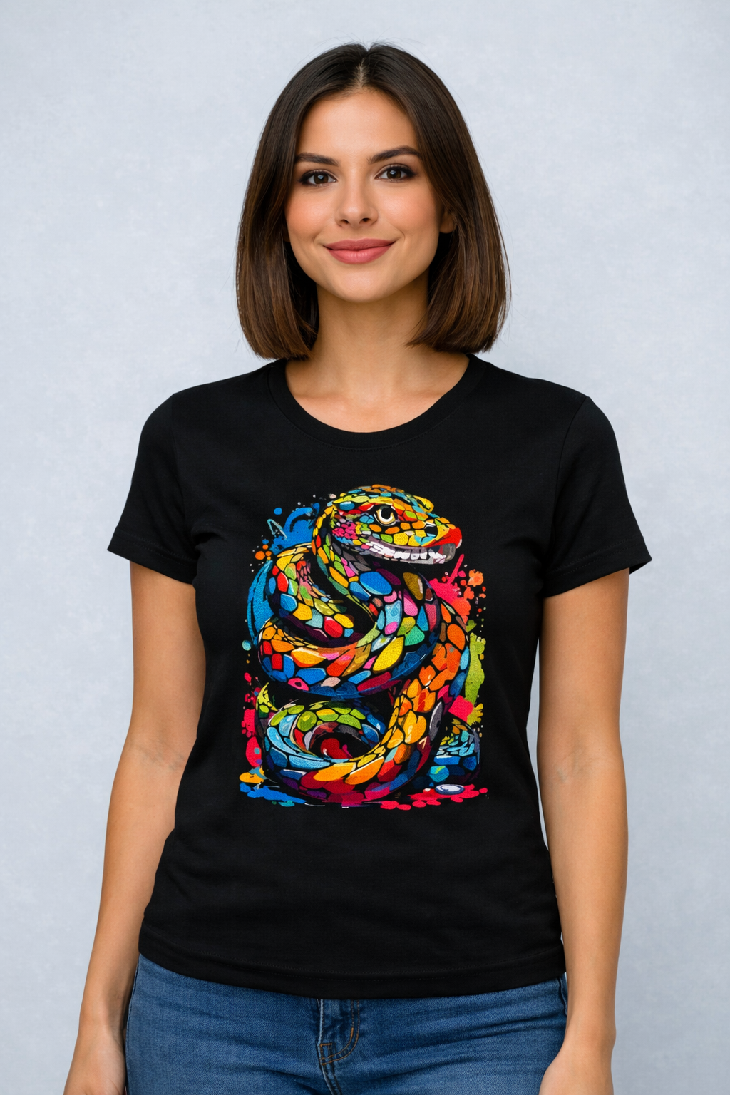 Дамска тениска Colored Snake / SatModa.

Дамска тениска със стилен дизайн и висококачествени материали. Отличен избор за ежедневието и спорт. Подходяща за разнообразни поводи и комбинации.

€12.80 EUR