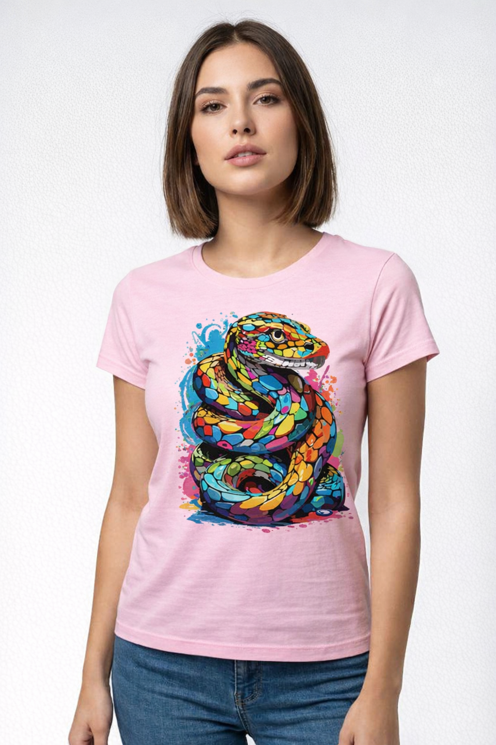 Дамска тениска Colored Snake / SatModa.

Дамска тениска със стилен дизайн и висококачествени материали. Отличен избор за ежедневието и спорт. Подходяща за разнообразни поводи и комбинации.

€12.80 EUR