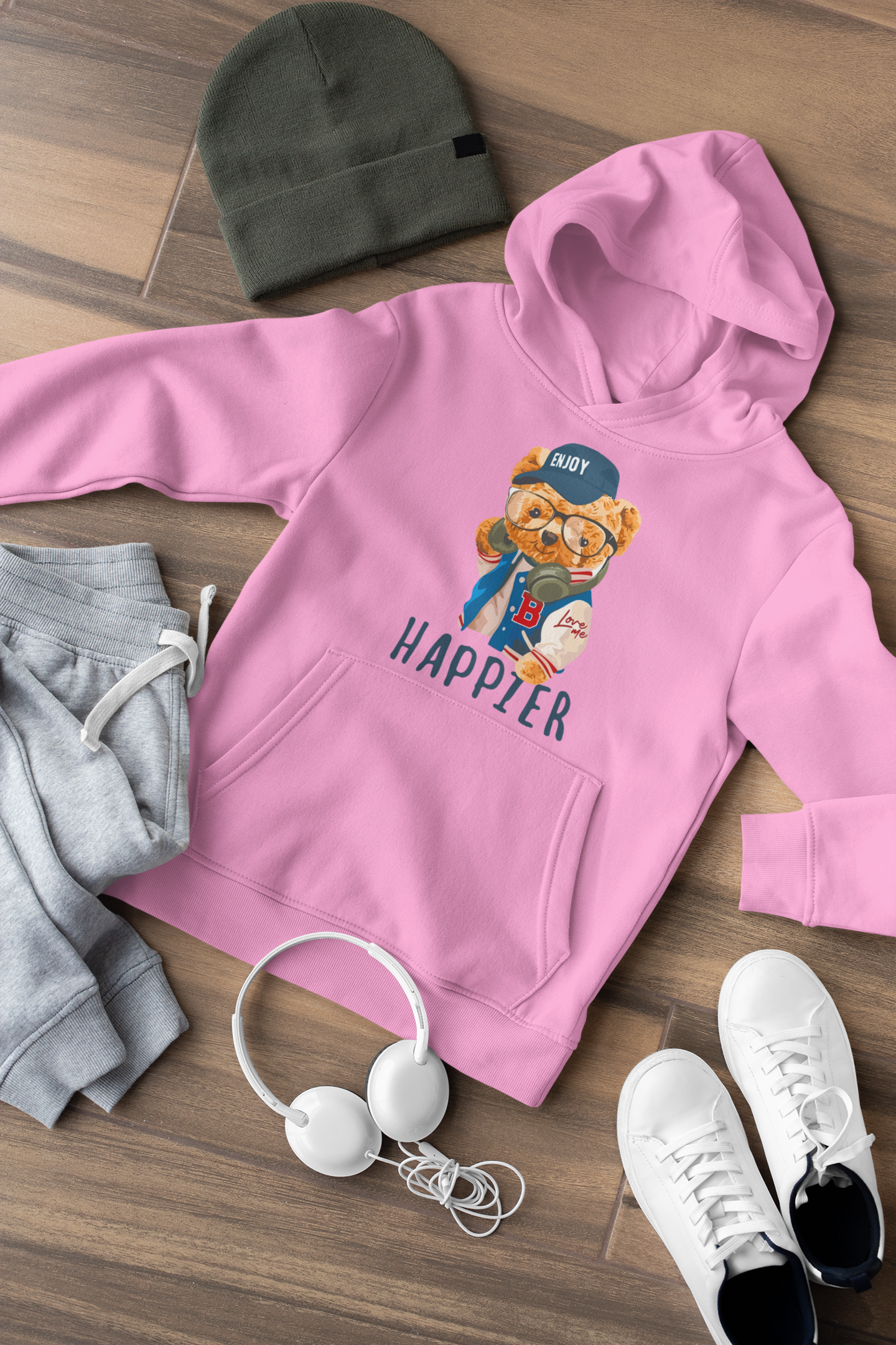 Детски Суичър Happier - Розов