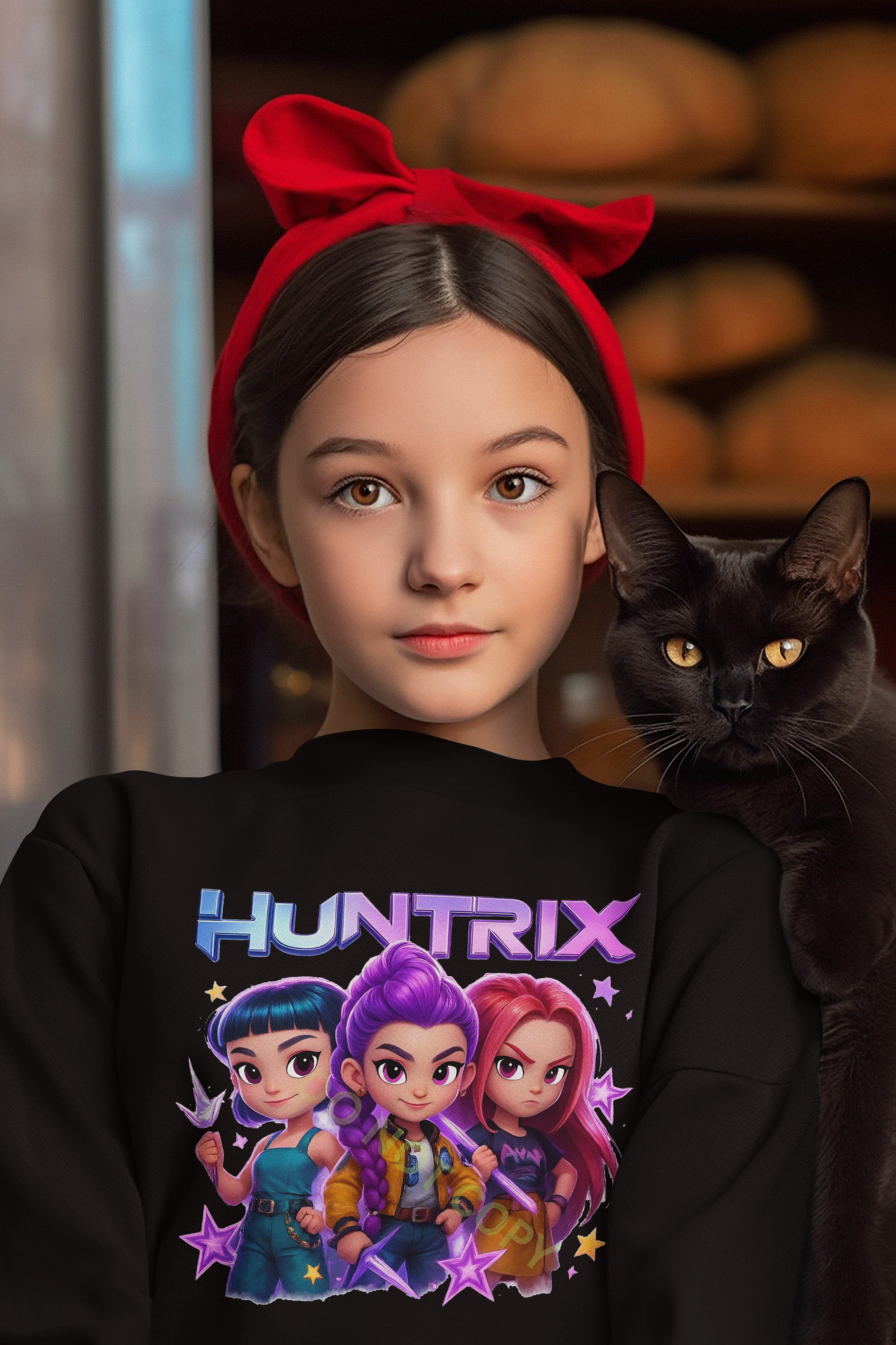 Ватирана Детска Блуза Huntrix - Черна