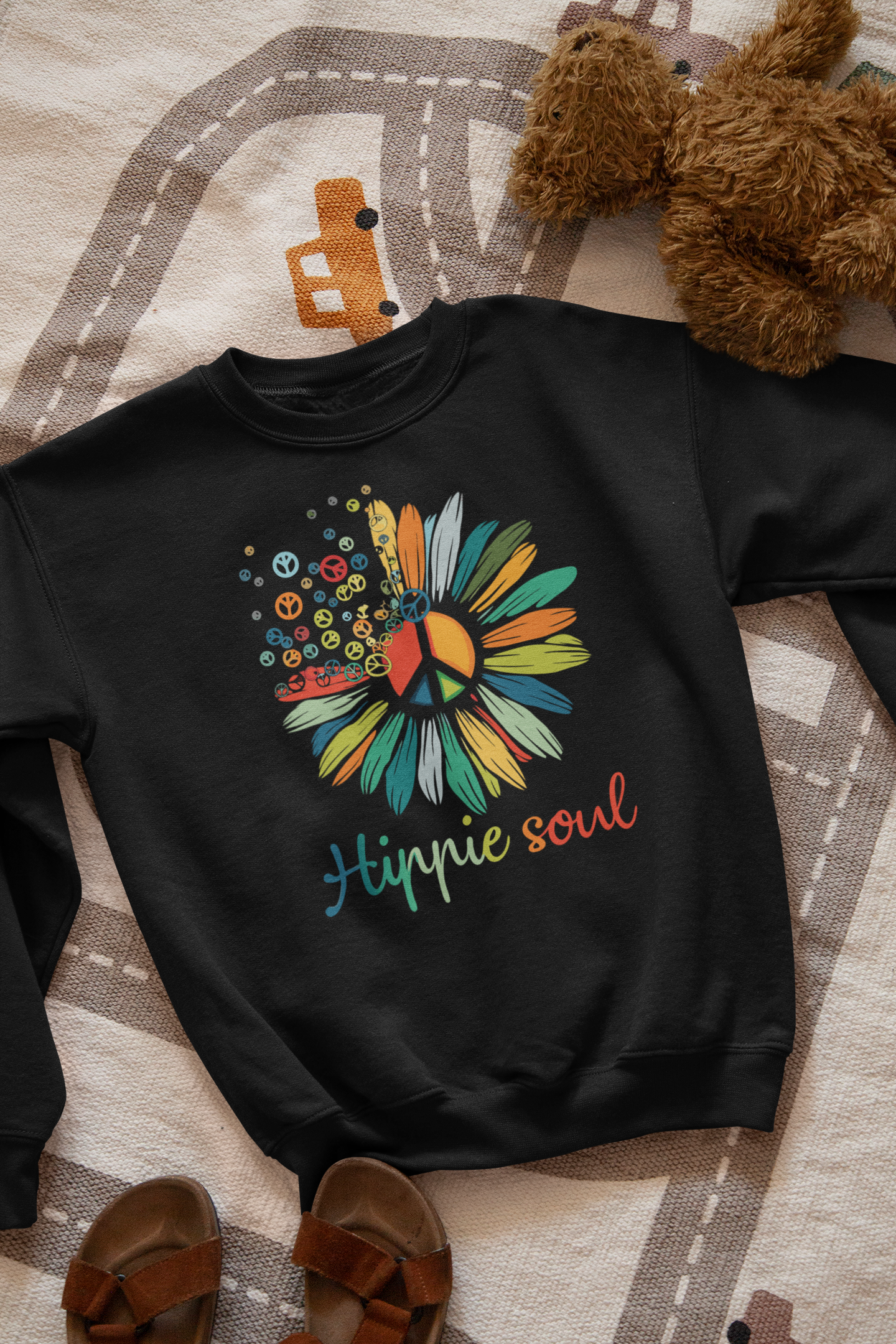 Ватирана Детска Блуза Hippie Soul - Черна