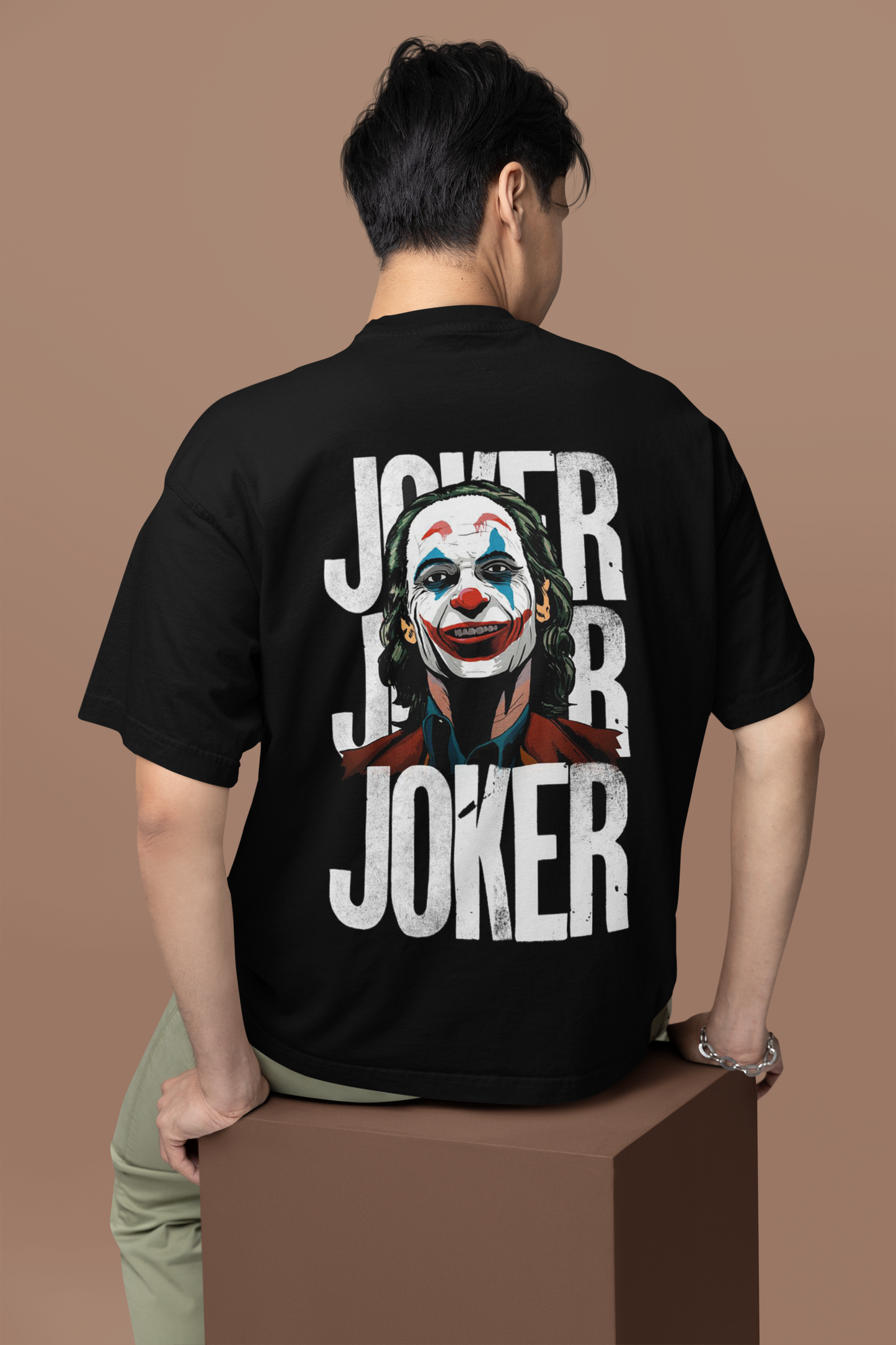 Мъжка тениска Oversize Joker - Черна