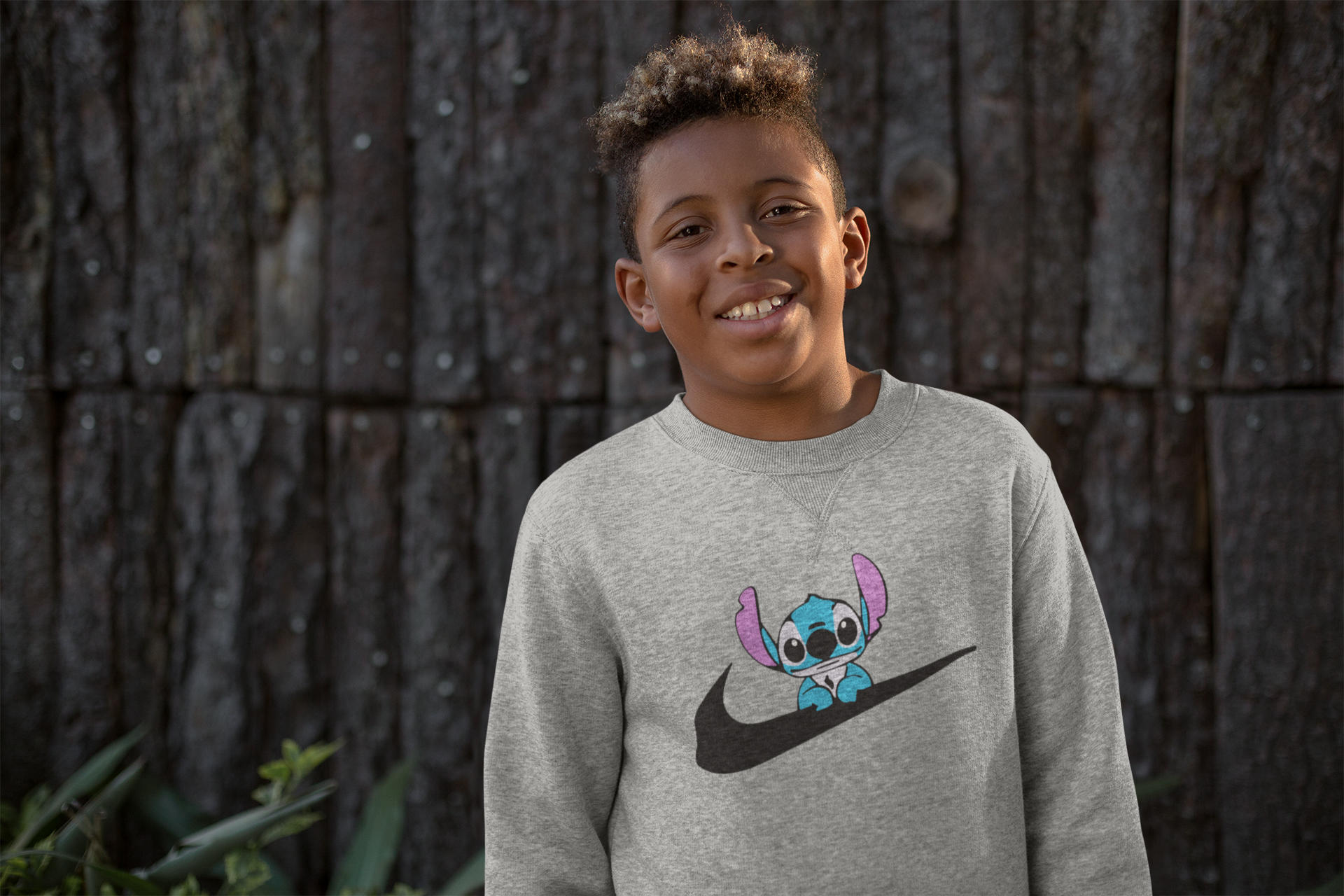 Ватирана детска блуза Nike Stitch сива | SatModa