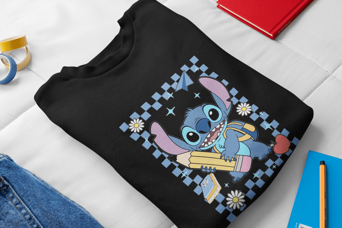 Ватирана Детска Блуза Stitch School - Черна