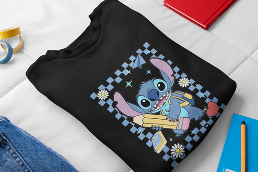 Ватирана Детска Блуза Stitch School - Черна