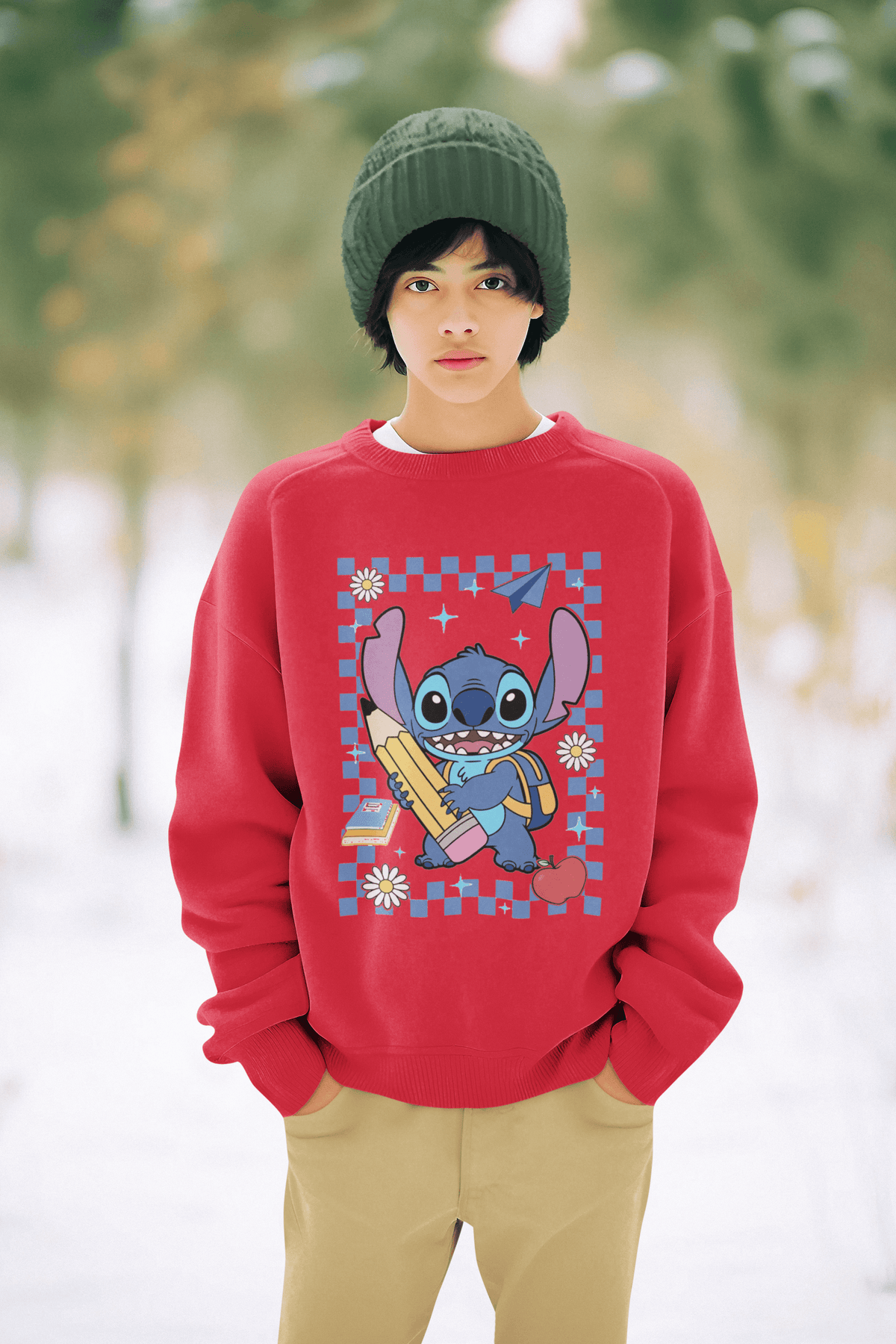 Ватирана Детска Блуза Stitch School - Червена
