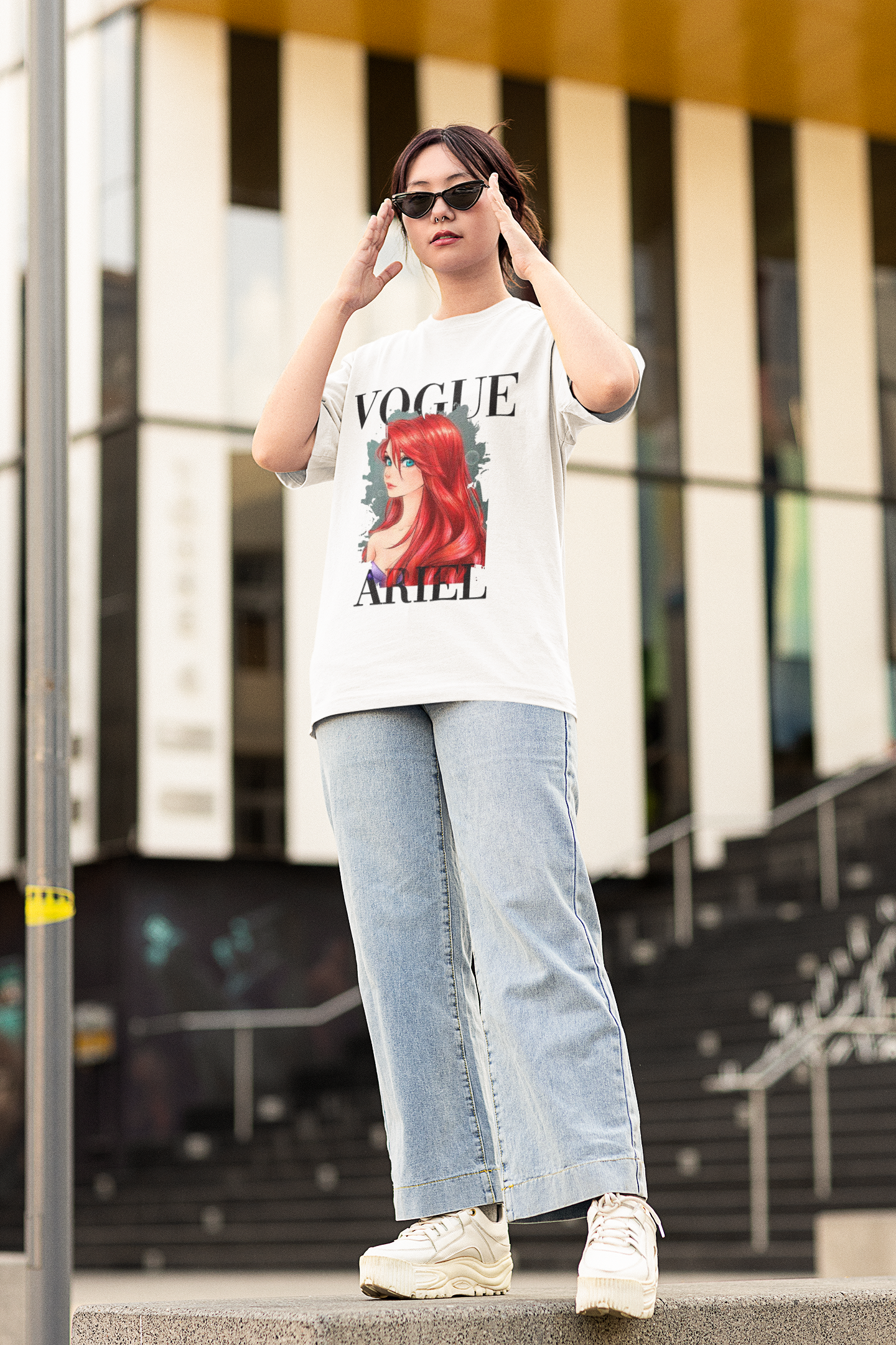 Дамска тениска Oversize Vogue Ariel - Бяла