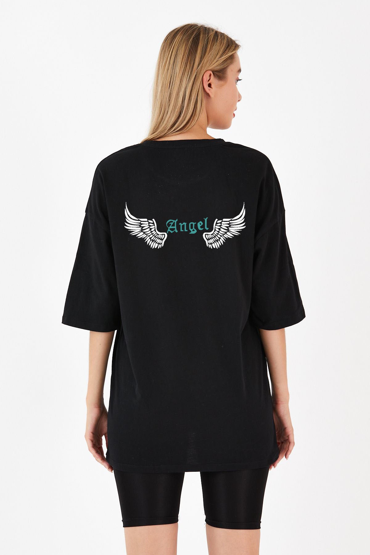 Дамска тениска Oversize Angel - Черна
