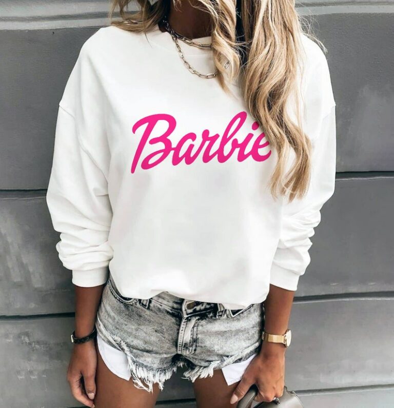Дамска блуза Barbie — бяло, 100% памук, свободна кройка | SatModa
