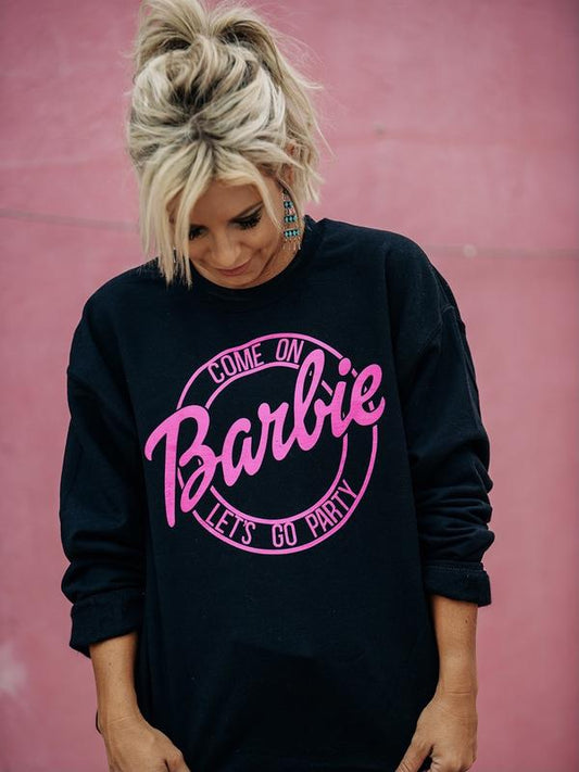 Дамска блуза Barbie Let's Go Party — детайл принт, 100% памук,черна, | SatModa