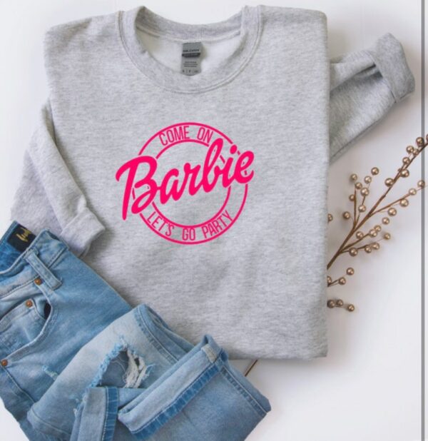 Дамска блуза Barbie Let's Go Party — детайл принт, 100% памук,сива | SatModa