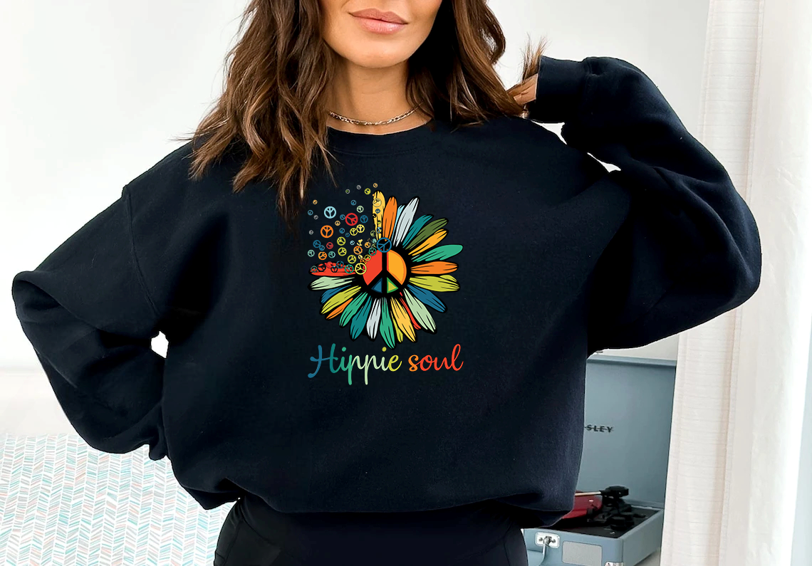 Дамска блуза Hippie Soul — черно, 100% памук, свободна кройка | SatModa
