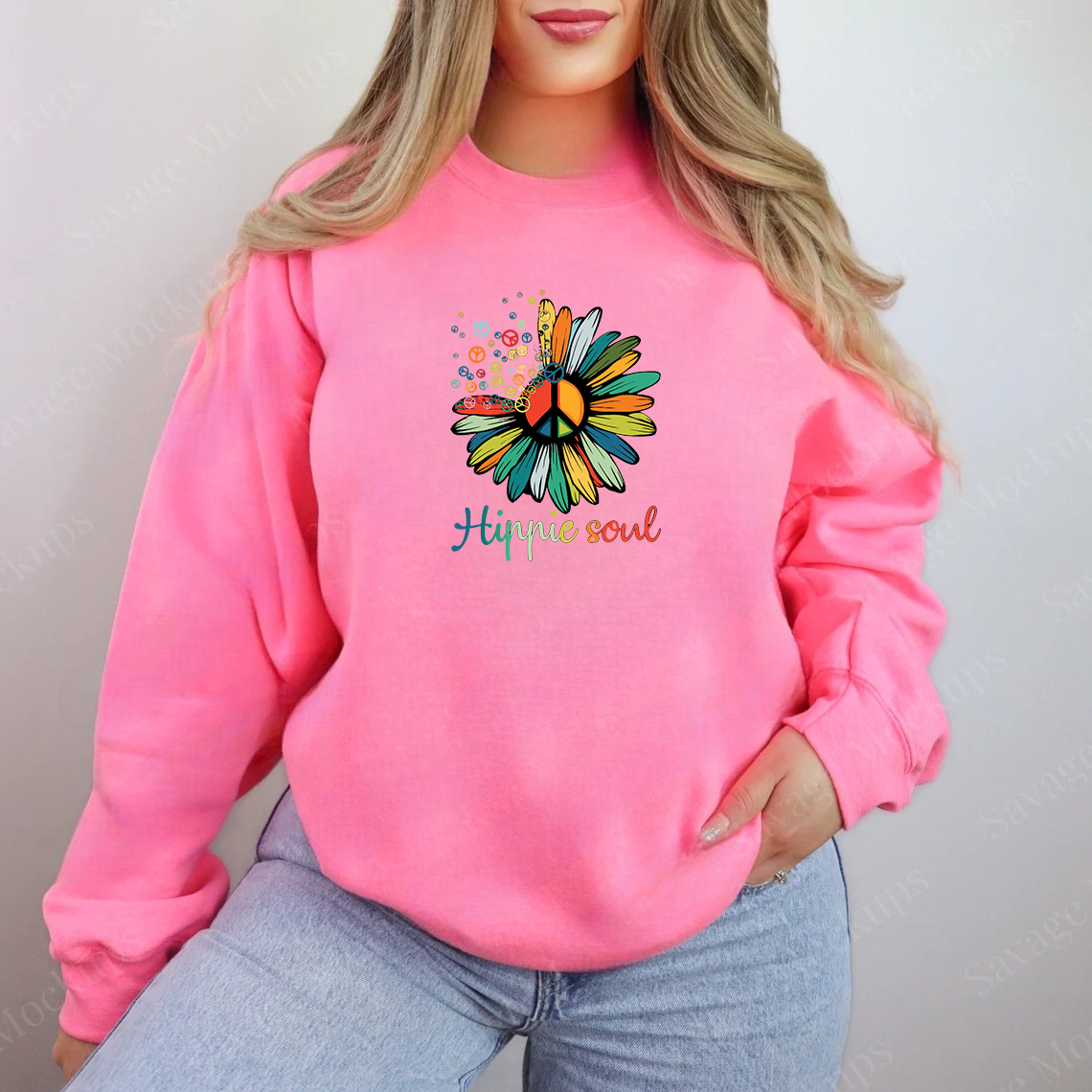 Дамска блуза Hippie Soul — розово, 100% памук, свободна кройка | SatModa

