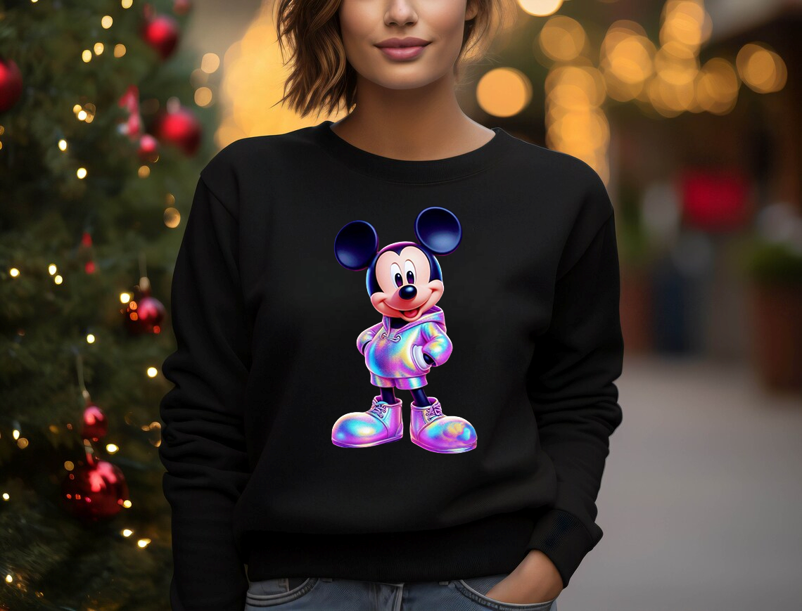 Дамска блуза Mickey Chrome — черно, 100% памук, свободна кройка | SatModa
