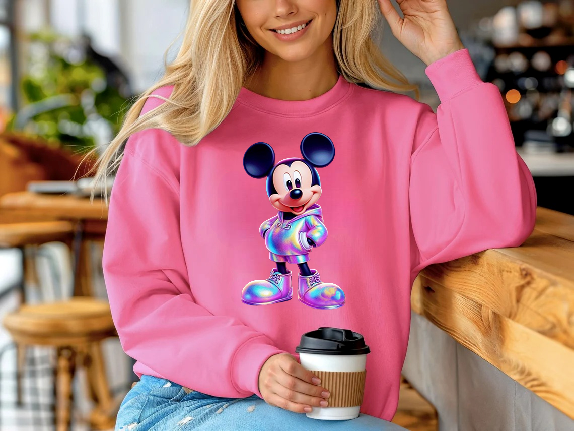 Дамска блуза Mickey Chrome — розово, 100% памук, свободна кройка | SatModa
