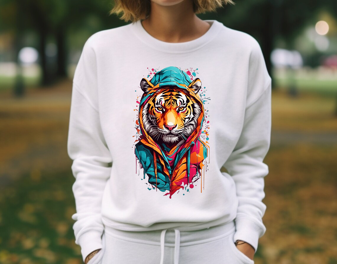 Дамска блуза Strong Tiger — бяло, 100% памук, свободна кройка | SatModa
