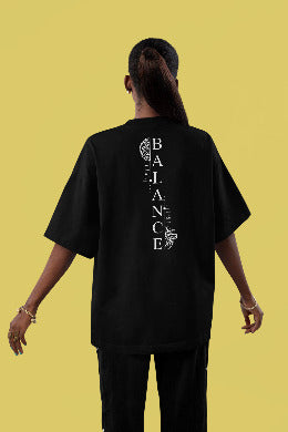 Дамска тениска Oversize Balance черен — 100% памук, размери XS-XXL | SatMod