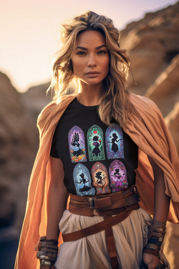 Дамска тениска Princesses черна — 100% памук, размери XS-XXL | SatModa