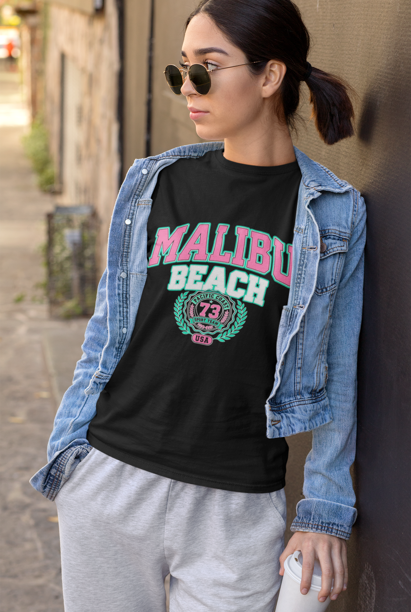 Дамска тениска Malibu — черна, 100% памук | SatModa
