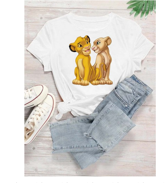 Дамска тениска Lion's Love бяла — свободна кройка | SatModa