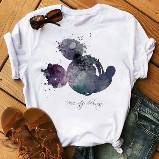 Дамска тениска Mickey's Dreaming бяла — свободна кройка | SatModa