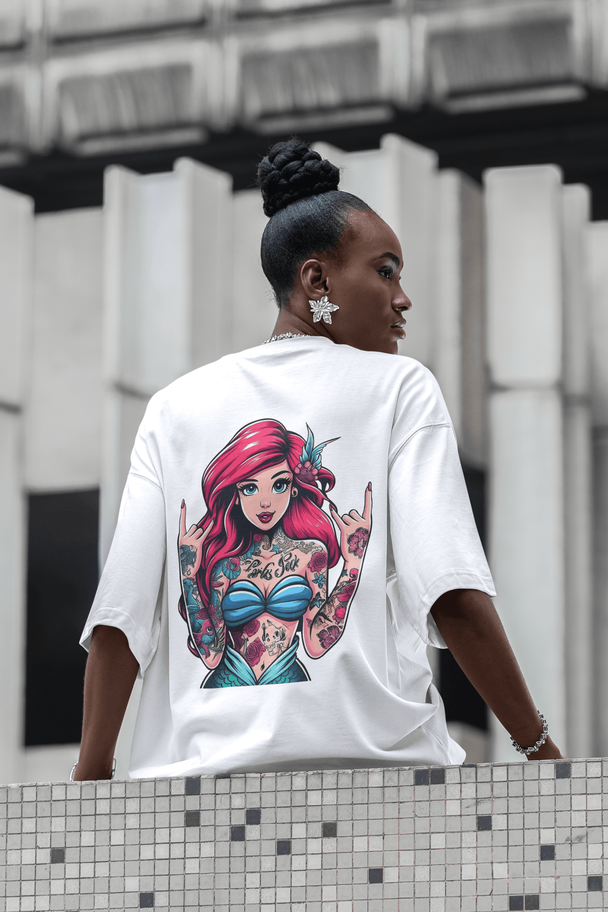 Дамска тениска Oversize Ariel Tottoo - Бяла