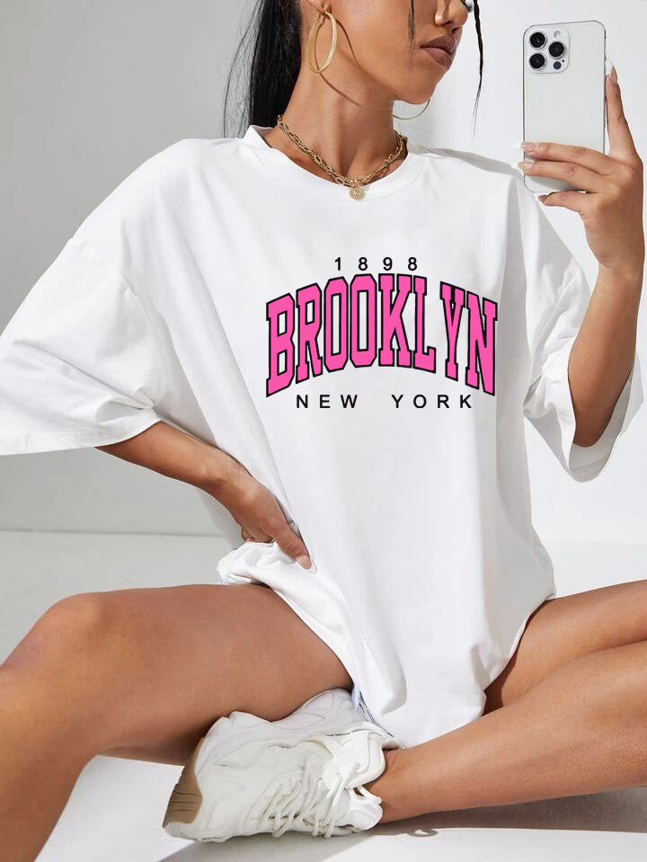 Дамска тениска Oversize Brooklyn - Бяла