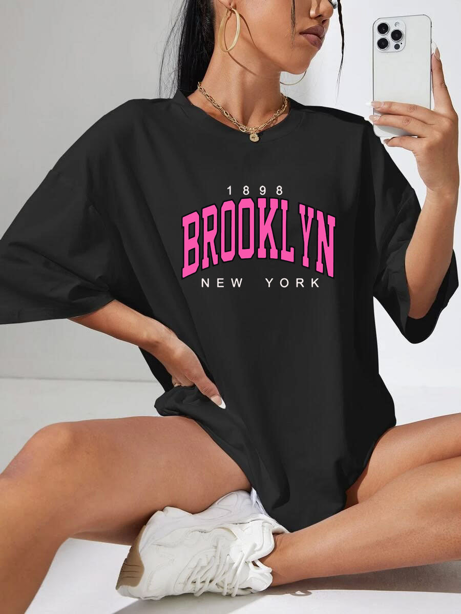 Дамска тениска Oversize Brooklyn - Черна