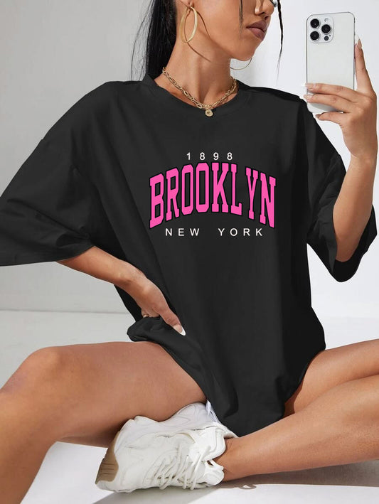 Дамска тениска Oversize Brooklyn - Черна