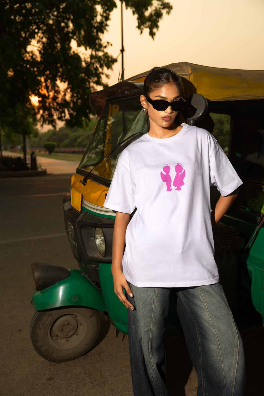 Дамска тениска Oversize Pink Kids бяла — 100% памук, размери XS-XXL | SatModa