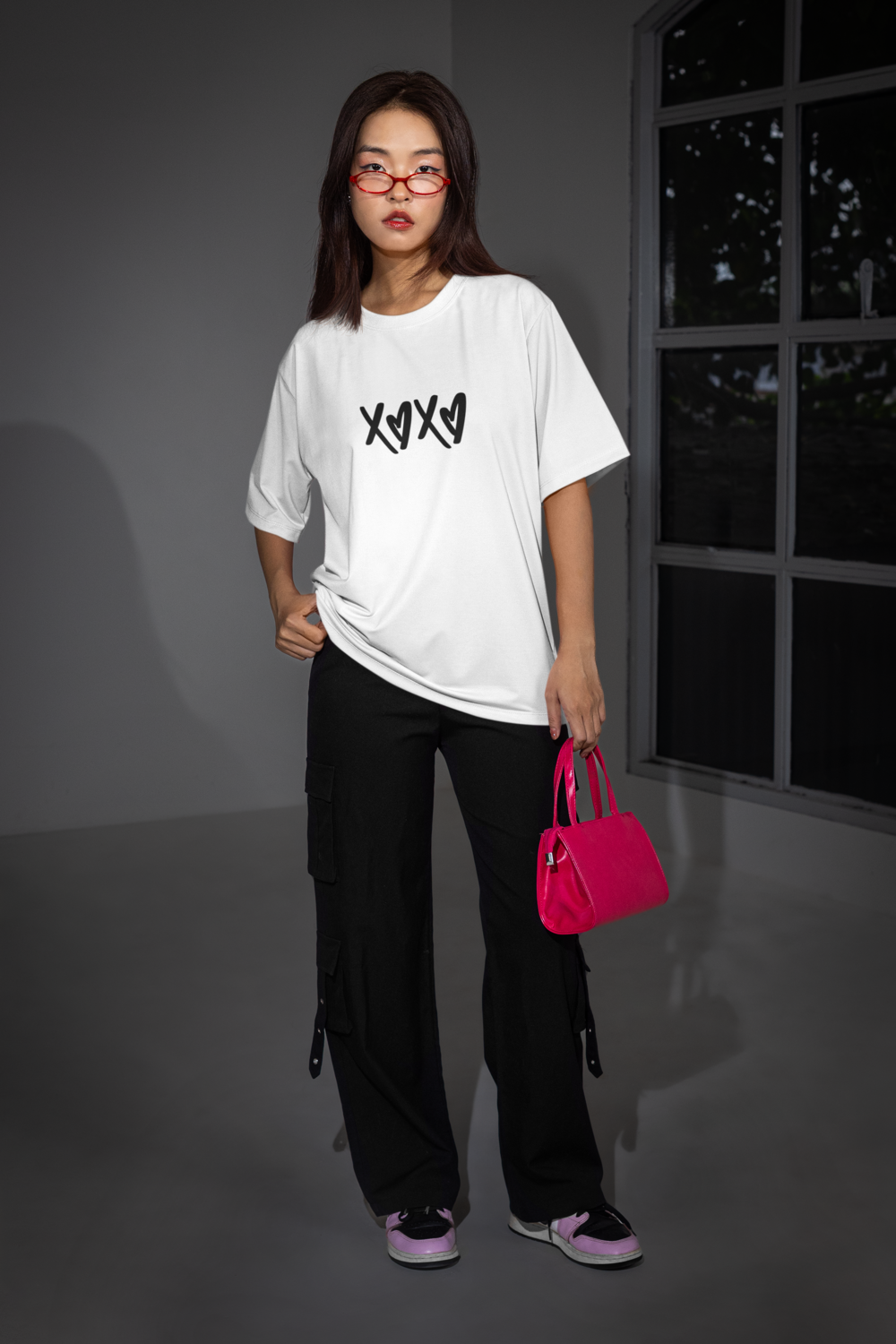 Дамска тениска Oversize XoXo бяла — 100% памук, размери XS-XXL | SatModa
