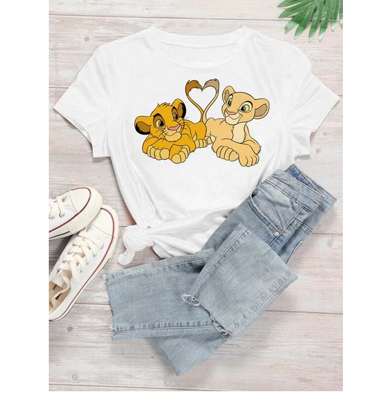 Дамска тениска Simba's Love бяла — свободна кройка | SatModa